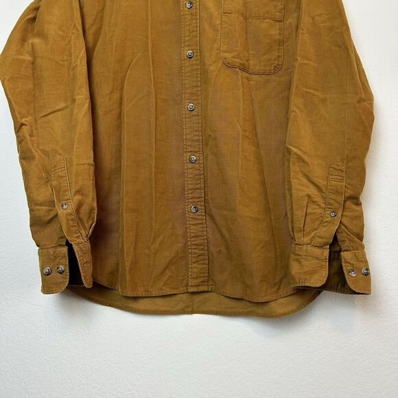 Uniqlo Corduroy Shirt Mens Small Gold Button Down Preppy Utility Chore Classic - Picture 3 of 12